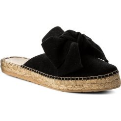 Espadryle EVA MINGE - Sagunto 3B 18MC1372342ES 801. Czarne espadryle damskie Eva Minge, z aplikacjami, z zamszu, bez obcasa. W wyprzedaży za 219,00 zł.