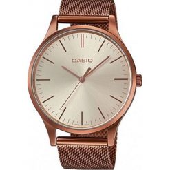 CASIO Kolekcja LTP-E140R 9A. Różowe zegarki damskie CASIO, złote. W wyprzedaży za 316,00 zł.