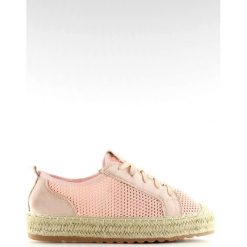 Trampki espadryle różowe BB06P Pink. Różowe espadryle damskie ButyModne, bez wzorów, z tkaniny, na wysokim obcasie. W wyprzedaży za 96,52 zł.