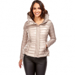 Kurtka zimowa w kolorze szarobrązowym. Brązowe kurtki damskie pikowane marki Snowie Collection, na zimę, s. W wyprzedaży za 227,95 zł.