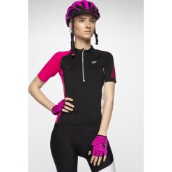 Koszulka rowerowa damska RKD152 - głęboka czerń. Koszulki damskie 4f, s, bez wzorów, z elastanu, klasyczne, ze stójką, bez rękawów. W wyprzedaży za 49,99 zł.