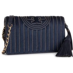 Torebka TORY BURCH - Fleming Mini Stud Vlevet Wallet Cross-Body 58464 Royal Navy 403. Niebieskie torebki klasyczne damskie Tory Burch, bez wzorów, ze skóry, bez dodatków. Za 1699,00 zł.