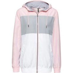 Bluzy damskie: Bluza rozpinana treningowa bonprix pastelowy jasnoróżowy - srebrny - biały