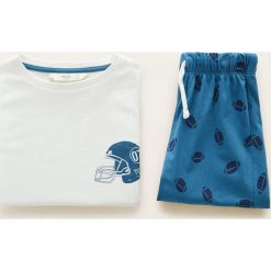 Mango Kids - Piżama dziecięca Helmet 110-164 cm. Białe piżamy chłopięce Mango Kids, z nadrukiem, z bawełny, z krótkim rękawem. W wyprzedaży za 49,90 zł.