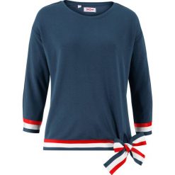 Bluza z rękawami 3/4 bonprix ciemnoniebieski. Niebieskie bluzy damskie bonprix, bez wzorów, bez rękawów, bez kaptura. Za 69,99 zł.