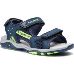 Sandały KANGAROOS - K-Celtic 18337 000 4054 D Dk Navy/Lime. Niebieskie sandały chłopięce KangaROOS, ze skóry ekologicznej, bez zapięcia. W wyprzedaży za 139,00 zł.