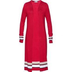 Sweter bez zapięcia bonprix czerwono- biały. Czerwone swetry damskie bonprix, bez wzorów, bez rękawów, bez kaptura. Za 74,99 zł.
