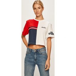 Ellesse - T-shirt. Różowe bluzki damskie Ellesse, z nadrukiem, z bawełny, z okrągłym kołnierzem. W wyprzedaży za 89,90 zł.