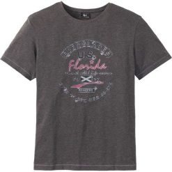 T-shirt bonprix antracytowy melanż. Szare koszulki męskie bonprix, s, z nadrukiem, bez kołnierzyka, bez rękawów. Za 34,99 zł.