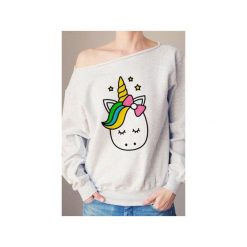 Bluza ze słodkim jednorożcem. Szare bluzy damskie One mug a day, s, z nadrukiem, bez rękawów, bez kaptura. Za 129,00 zł.