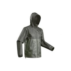 Kurtka turystyczna NH100 Raincut męska. Brązowe kurtki męskie QUECHUA, xl, bez wzorów, z poliesteru, bez kaptura. Za 59,99 zł.