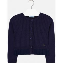 Mayoral - Sweter dziecięcy 92-134 cm. Niebieskie swetry dziewczęce Mayoral, bez wzorów, z elastanu, z okrągłym kołnierzem, z krótkim rękawem, krótkie, bez kaptura. Za 108,90 zł.