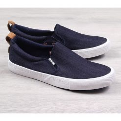 Trampki męskie niskie slip on granatowe Big Star - granatowy. Niebieskie buty sportowe męskie BIG STAR, bez zapięcia. Za 70,00 zł.