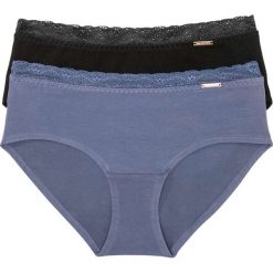 Figi panty "Feel comfort" (2 szt.), bawełna organiczna bonprix niebieski "stone" + czarny. Niebieskie majtki damskie bonprix, z bawełny. Za 49,98 zł.