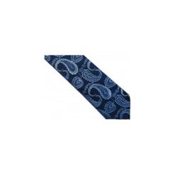 Granatowy krawat męski w niebieski paisley C15. Niebieskie krawaty męskie Modini Moda Męska, na co dzień, bez wzorów, z tkaniny, casualowe. Za 49,50 zł.