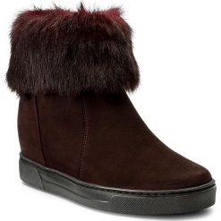 Botki damskie lity: Botki EKSBUT - 67-4701-I55/0FB-1G Bordo Nubuk