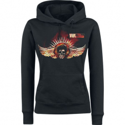 Volbeat Burning Skullwing Bluza z kapturem damska czarny. Czarne bluzy damskie marki Volbeat, l, z nadrukiem, bez rękawów, z kapturem. Za 164,90 zł.