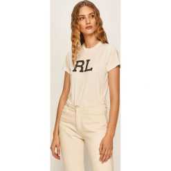 Polo Ralph Lauren - T-shirt. Białe bluzki damskie Polo Ralph Lauren, s, z nadrukiem, z bawełny, z okrągłym kołnierzem. Za 299,90 zł.