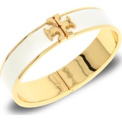 Bransoletka TORY BURCH - Enameled Raised-Logo Hinged Bracelet 41872 New Ivory/Tory Gold 119. Białe bransoletki damskie na nogę Tory Burch, metalowe. Za 639,00 zł.