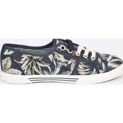 Pepe Jeans - Tenisówki Aberlady Denim Palm. Niebieskie trampki i tenisówki damskie marki Pepe Jeans, z jeansu, na sznurówki. W wyprzedaży za 139,90 zł.