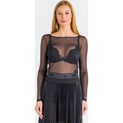 BLUZKA PATRIZIA PEPE. Czarne bluzki damskie Patrizia Pepe, s, z aplikacjami, bez kołnierzyka, bez rękawów. Za 389,00 zł.