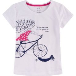 Endo - Top dziecięcy 104-128 cm. Białe bluzki dziewczęce marki Endo, z nadrukiem, z bawełny, z okrągłym kołnierzem, z krótkim rękawem, krótkie, bez kaptura. W wyprzedaży za 29,90 zł.
