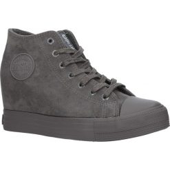 Szare sneakersy trampki sznurowane na koturnie Big Star BB274091. Szare sneakersy damskie marki BIG STAR. Za 79,99 zł.