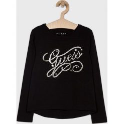 Guess Jeans - Longsleeve 118-175 cm. Szare bluzki dziewczęce Guess Jeans, z nadrukiem, z elastanu, z okrągłym kołnierzem, z długim rękawem, długie, bez kaptura. W wyprzedaży za 69,90 zł.