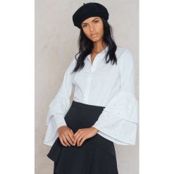 Koszule damskie: Trendyol Koszula z szerokim rękawem z perełkami – White