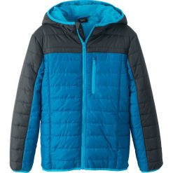 Kurtka ocieplana bonprix ciemnoniebiesko-czarny. Niebieskie kurtki chłopięce bonprix, bez wzorów, z kapturem. Za 129,99 zł.