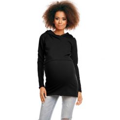 Bluza do karmienia bawełniana czarna. Czarne bluzy damskie e-margeritka.pl, s, bez wzorów, z bawełny, z długim rękawem, długie, z kapturem. Za 99,99 zł.