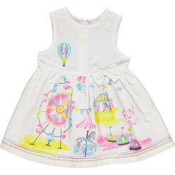 Tunika w kolorze białym. Białe sukienki niemowlęce Schiesser Girls, z nadrukiem, z bawełny, bez rękawów, midi, rozkloszowane. W wyprzedaży za 49,95 zł.