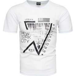 Koszulka męska t-shirt z nadrukiem biały Recea. Białe koszulki męskie Recea, xl, z nadrukiem, z bawełny, klasyczne, z klasycznym kołnierzykiem. Za 19,99 zł.