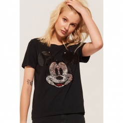 T-shirt z cekinami Mickey Mouse - Czarny. Czarne t-shirty damskie marki House, l, z motywem z bajki. Za 49,99 zł.