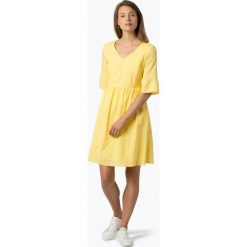 Marie Lund - Sukienka damska, żółty. Żółte sukienki damskie Marie Lund, w koronkowe wzory, z koronki, bez kołnierzyka, bez rękawów. Za 149,95 zł.