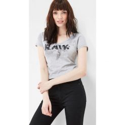 G-Star Raw - Top. Czarne bluzki damskie G-Star RAW, l, z nadrukiem, z bawełny. W wyprzedaży za 89,90 zł.
