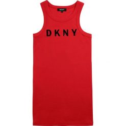 Dkny - Sukienka dziecięca 110-146 cm. Czarne sukienki dziewczęce DKNY, z nadrukiem, z elastanu, bez rękawów, mini, proste. Za 199,90 zł.