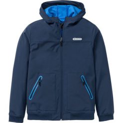 Kurtka softshell z kapturem bonprix ciemnoniebieski. Niebieskie płaszcze męskie bonprix, m, bez wzorów, z materiału, z kapturem. Za 179,99 zł.