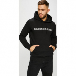 Calvin Klein Jeans - Bluza. Szare bejsbolówki męskie Calvin Klein Jeans, l, z nadrukiem, z dzianiny, z kapturem. Za 399,90 zł.