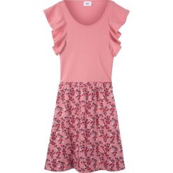 Sukienka shirtowa z rękawami z falbanami bonprix dymny różowy. Różowe sukienki dziewczęce bonprix, bez wzorów, z bawełny, bez rękawów. Za 44,99 zł.
