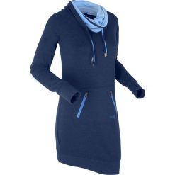 Długa bluza dresowa, długi rękaw bonprix ciemnoniebieski melanż. Niebieskie bluzy damskie bonprix, z dresówki, bez kaptura. Za 134,99 zł.