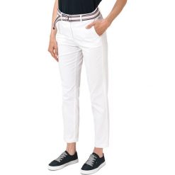 Tommy Hilfiger Spodnie Biały. Białe spodnie damskie TOMMY HILFIGER, w paski, z elastanu. Za 462,95 zł.