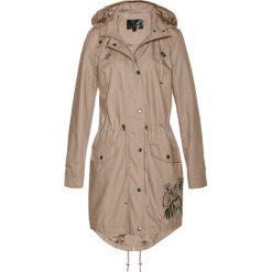 Kurtka parka z haftem bonprix zielono-szaro-beżowy. Brązowe kurtki damskie bonprix, z haftami. Za 169,99 zł.