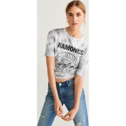 Mango - T-shirt Ramones. Białe bluzki damskie Mango, s, z nadrukiem, z bawełny, z okrągłym kołnierzem. Za 79,90 zł.