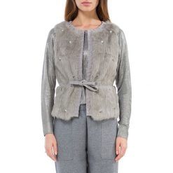 Kamizelka damska. Szare kamizelki dziewczęce Wittchen, xl, w paski, z zamszu, eleganckie, bez kaptura. W wyprzedaży za 499,90 zł.