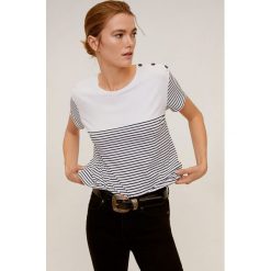 Mango - T-shirt Karate-H. Niebieskie bluzki damskie Mango, s, bez wzorów, z elastanu, z okrągłym kołnierzem, z krótkim rękawem. Za 59,90 zł.