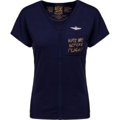 T-shirt AERONAUTICA MILITARE. Białe bluzki damskie Aeronautica Militare, z nadrukiem, z bawełny, bez kołnierzyka, bez rękawów. Za 470,00 zł.