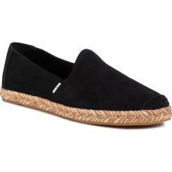 Espadryle TOMS - Pismo 10015015 Black Suede. Czarne espadryle damskie Toms, bez wzorów, ze skóry, bez obcasa, na płaskiej podeszwie. Za 299,00 zł.