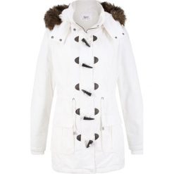 Kurtka parka z guzikami kołkami bonprix biel wełny. Białe kurtki damskie bonprix, bez wzorów, z wełny, bez kaptura. Za 124,99 zł.