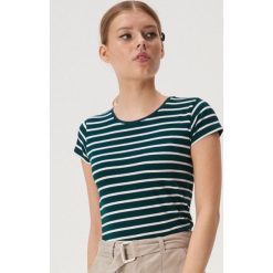 T-shirt w paski - Turkusowy. Niebieskie t-shirty damskie Sinsay, s, w paski, bez kołnierzyka. Za 19,99 zł.